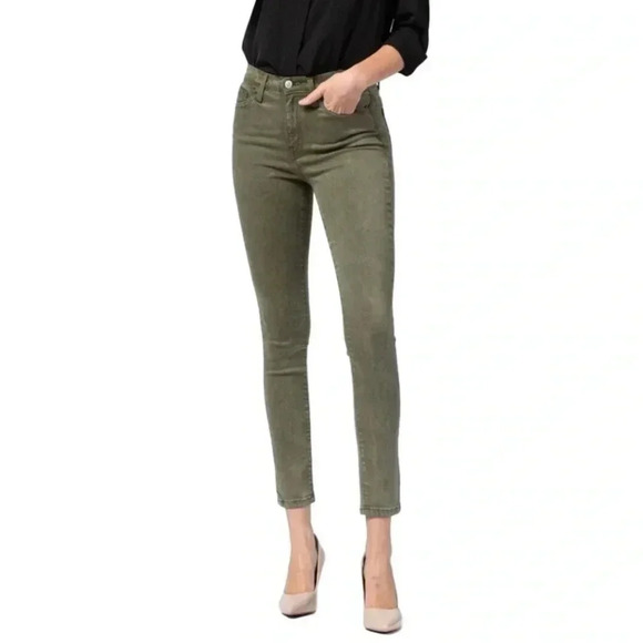 Flying Monkey Skinny Jeans Army Green Sz 27 GUC! Bin‎ B - Picture 1 of 9